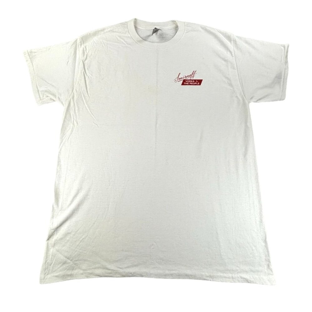 Smirnoff "Vodka For The People" White T-Shirt  Size L  Gildan Ultra Cotton